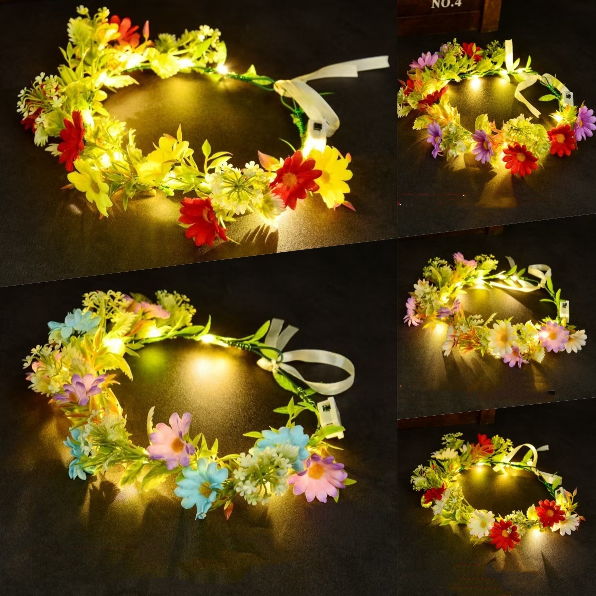 Led Fairy String Lights - Mahkota Bunga LED Bercahaya, Hiasan Rambut