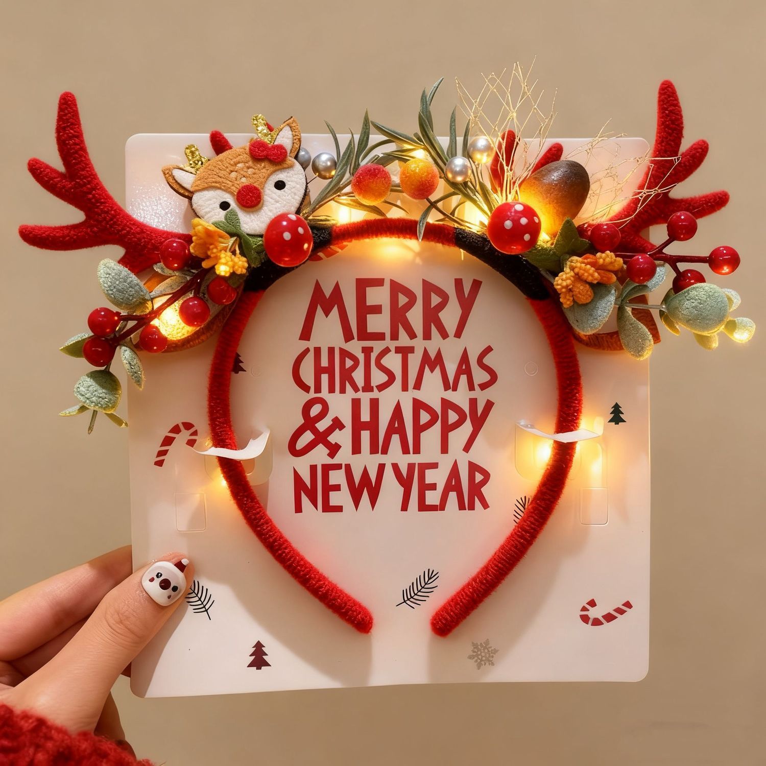 Reindeer Antlers Headband - Bando Tanduk Rusa Natal Berlampu LED