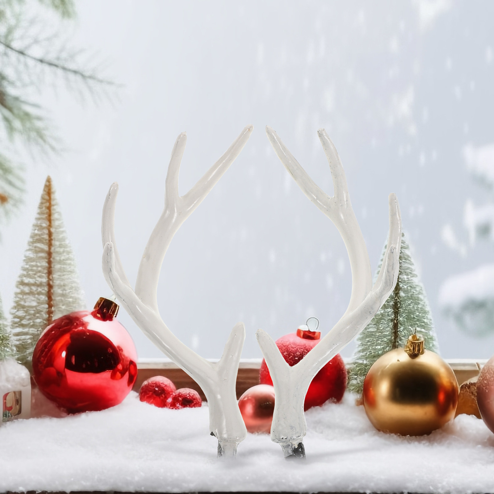 Reindeer Antlers Headband - 1 Pasang Tanduk Rusa Putih Mirip