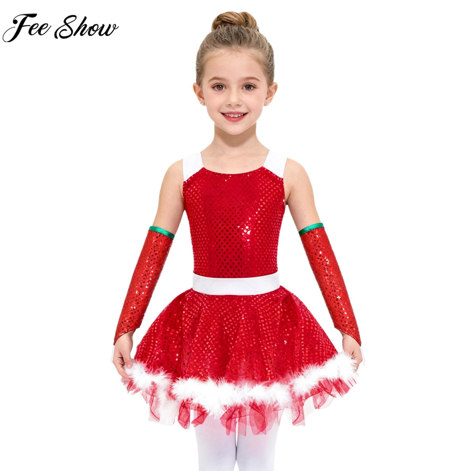 Elf Costume Christmas - Gaun Leotard Senam Tari Latin Balet