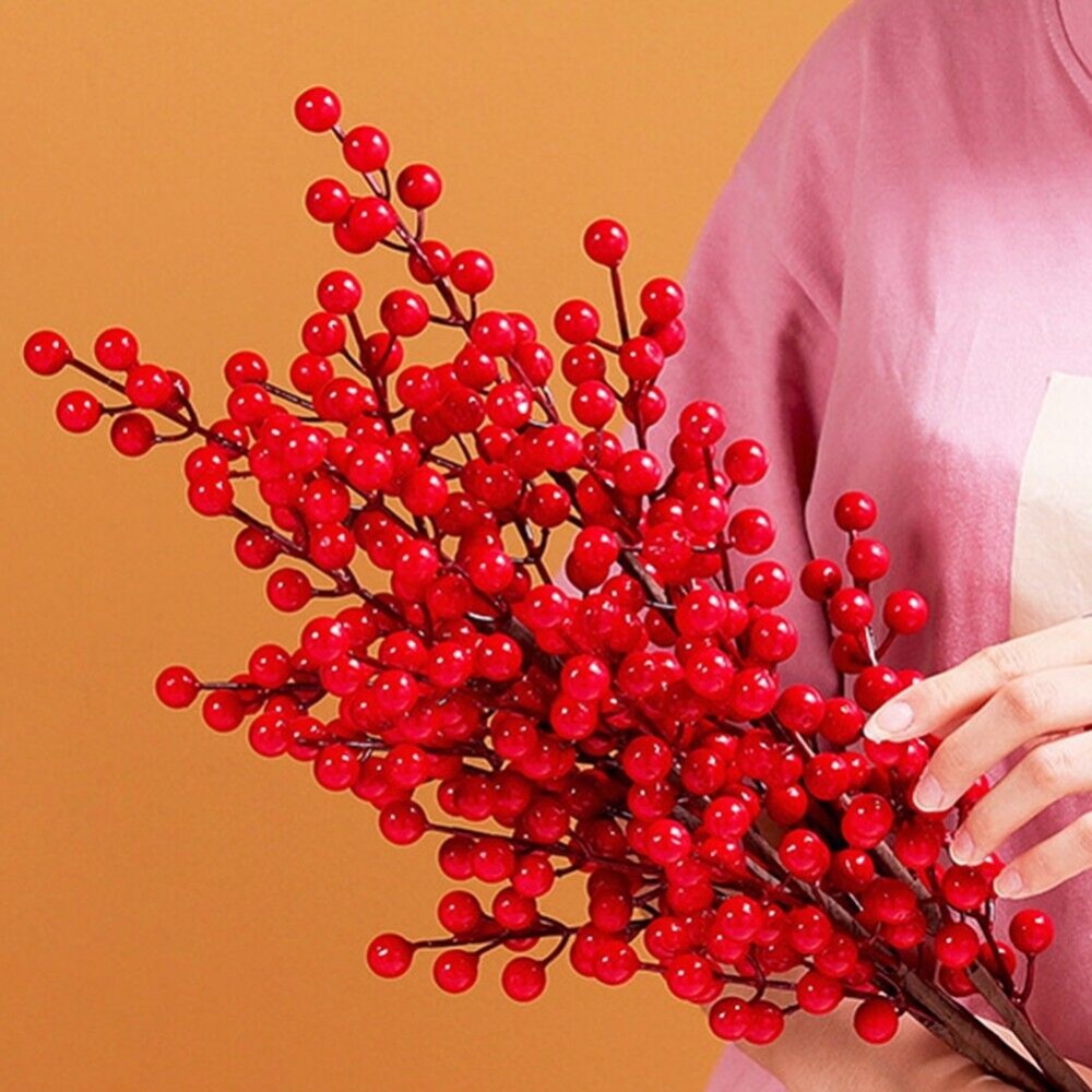 Batang Berry Merah Buatan yang - Christmas Wreath Fake ulasan dan harga