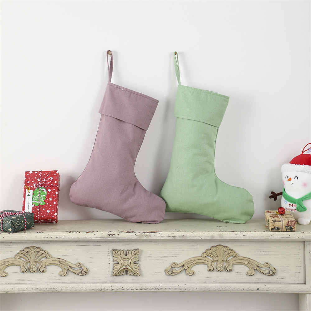 Kaus Kaki Natal Linen Polos Al - Christmas Stocking Hanging ulasan dan harga