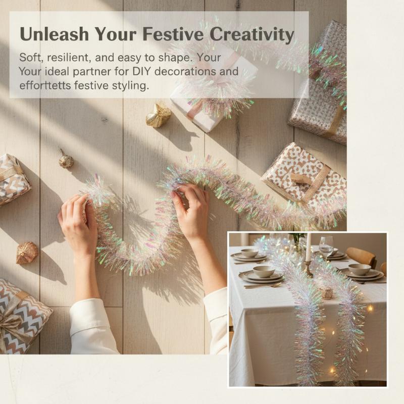Hiasan Natal Holografik Hijau  - Tinsel Garland Decoration ulasan dan harga