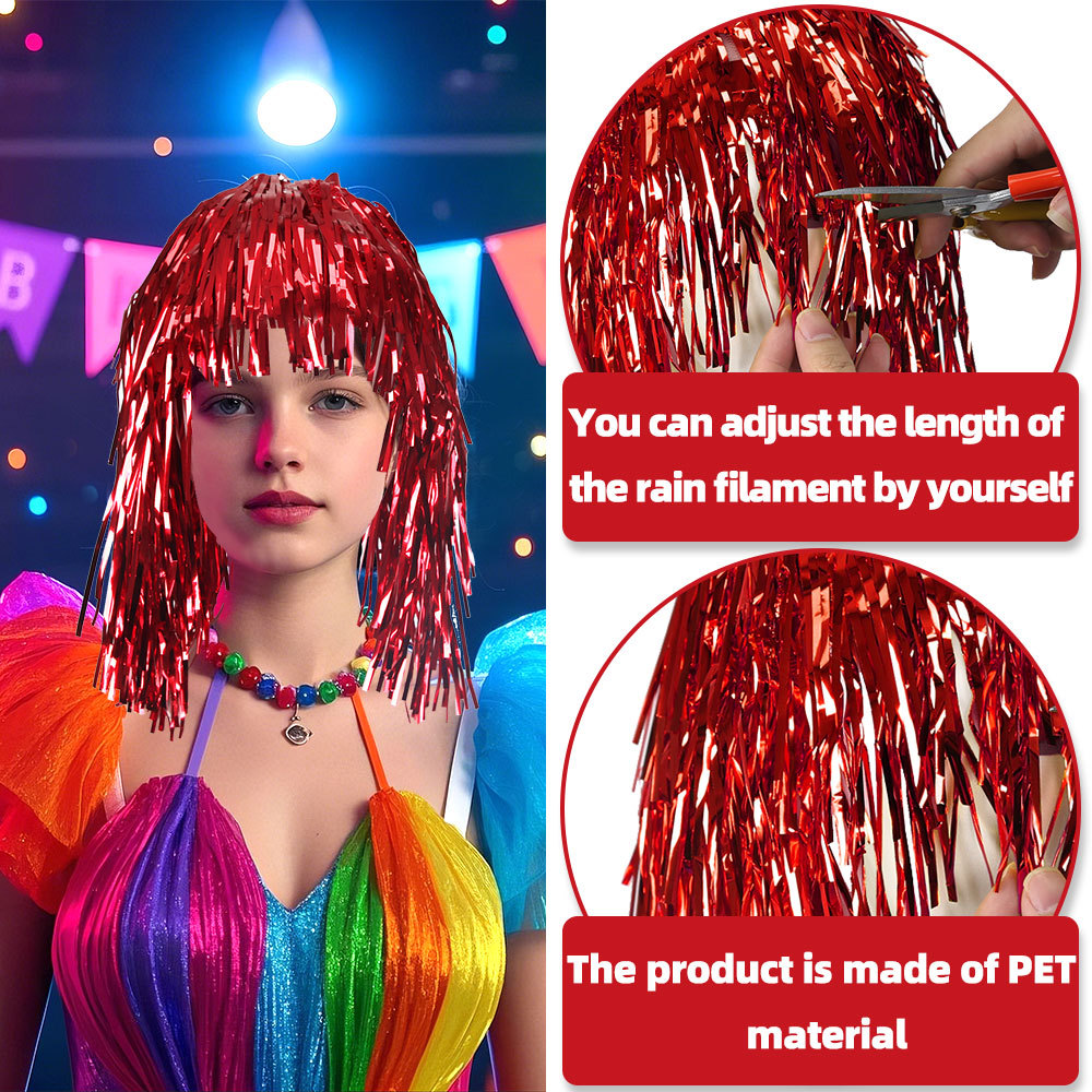 Wig Cosplay Disko Foil Tinsel  - Tinsel Garland Decoration ulasan dan harga