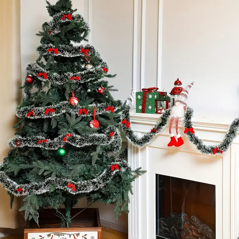 Natal busur pita perada hijau  - Tinsel Garland Decoration ulasan dan harga